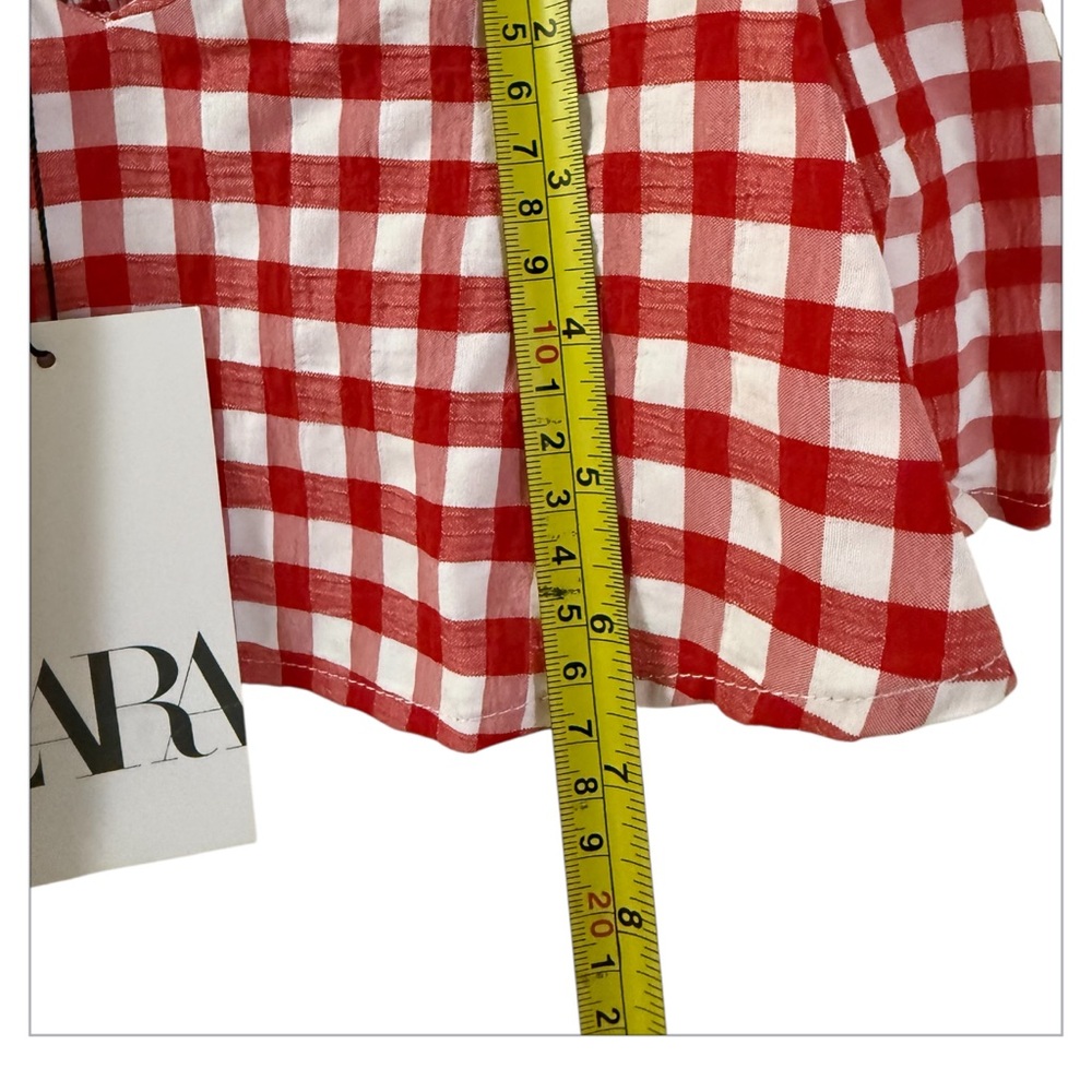 Zara Red Gingham Ruffle Crop Top - Picture 9 of 11